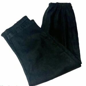 NWT Aegean 100% Linen Black Ruffle Hem Pants L